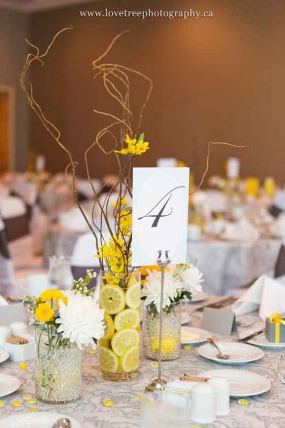 Another lemon idea with grey table cloth