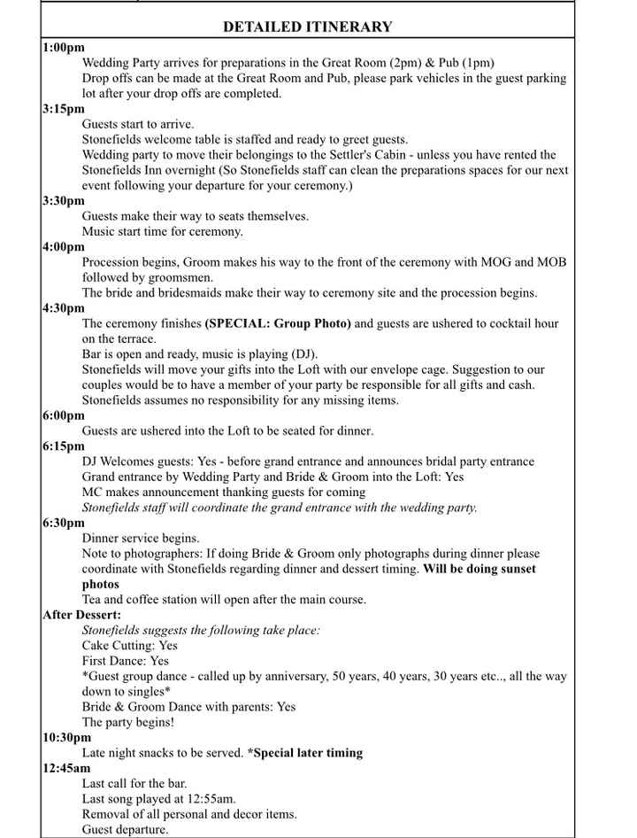 Wedding Day Itinerary - 1