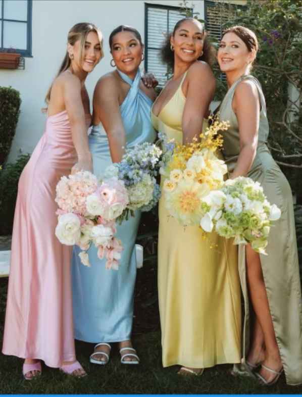 iso Bridesmaid pastel dresses in silk. - 2