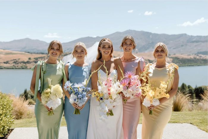 iso Bridesmaid pastel dresses in silk. - 3