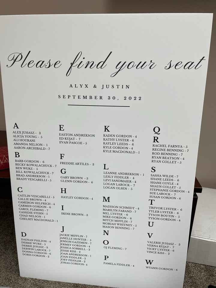 Seating chart - 1