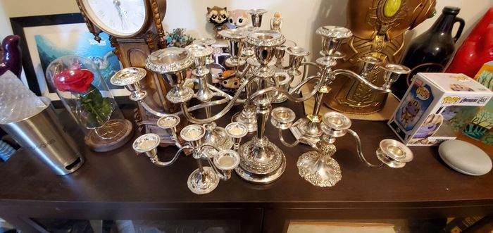 Candelabras! should I spray paint my silver candelabras or hard no? Pics in body 3