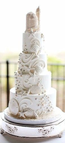 White Beach Wedding Cake