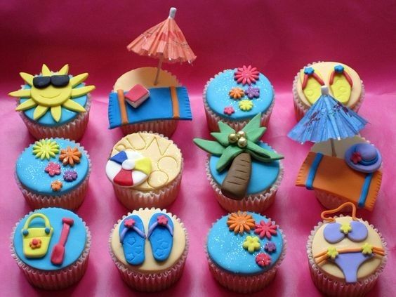 Colourful Beach Cupcakes