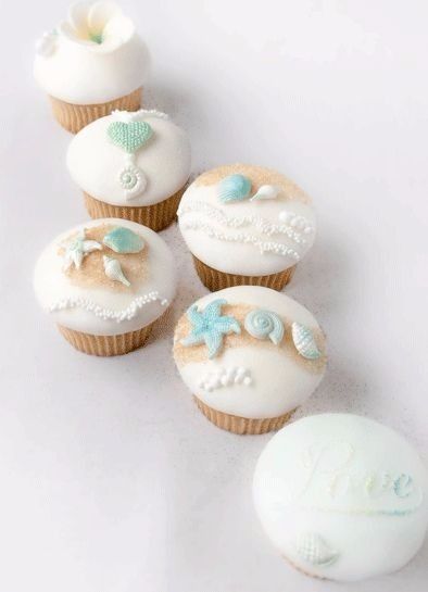 White Icing Beach Cupcake