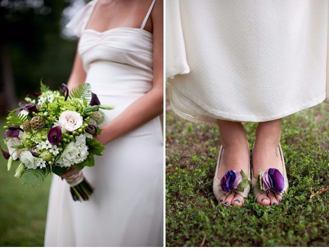 Rate these purples shoes and bouquet!