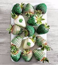 Green covered strawberries