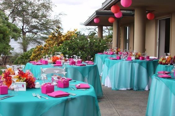 Teal Fushia Table