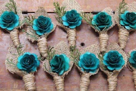 Boutonniere Teal and Turquoise