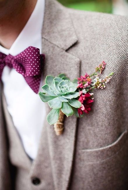 Green succulent Boutonniere