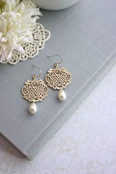 Earring with Gold Design