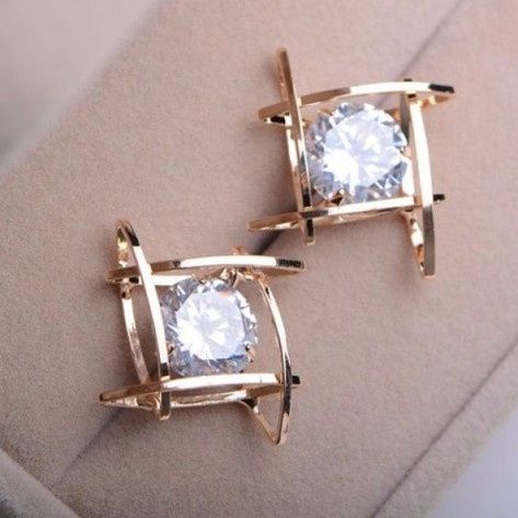 Square Modern Gold Earrings