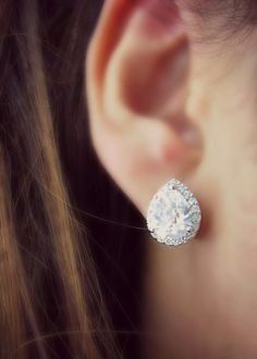 Tear Drop Diamond Earrings