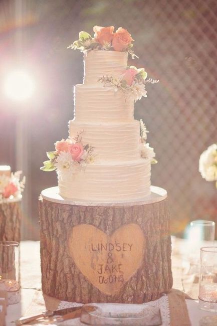 Heart Carved Log Wedding Cake