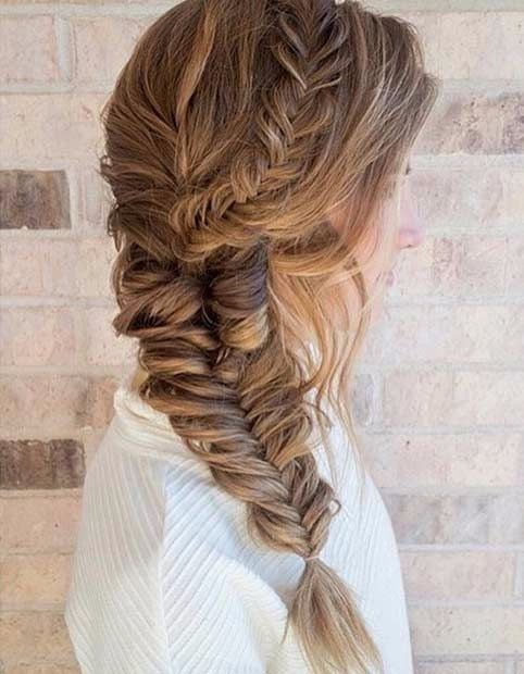 Fishtail Side Swept Hairstyle