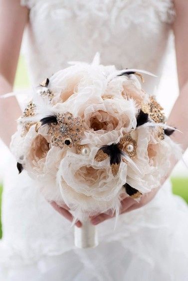 Gold and Black Silk Flower Bouquet