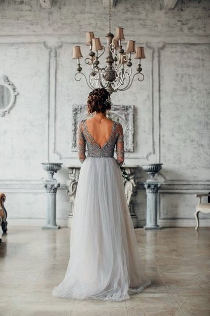 Blue Grey Wedding Dress