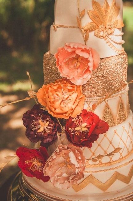 Gold Fall Colours Wedding Cake