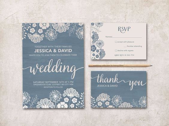 Dusty Blue Wedding Invitations