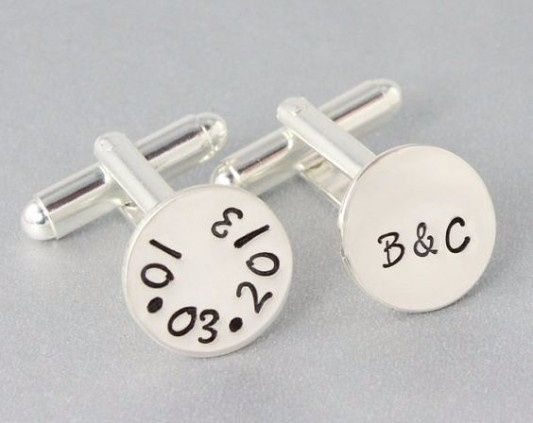 Cufflinks: Engraved Wedding Date & Initials