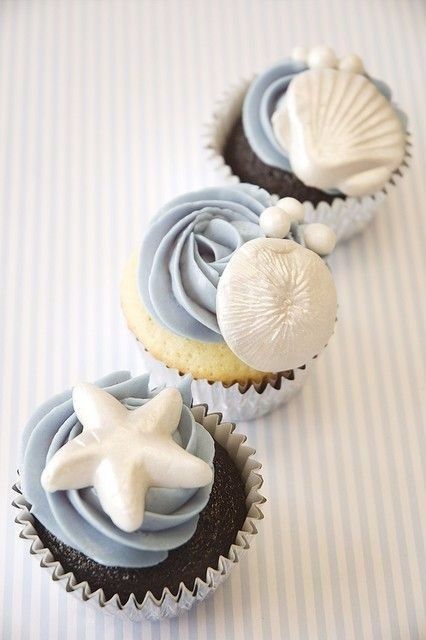 Beach Blue Icing Cupcake