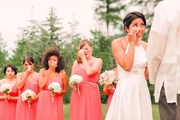 Sweet Bride and Bridesmaids Moment