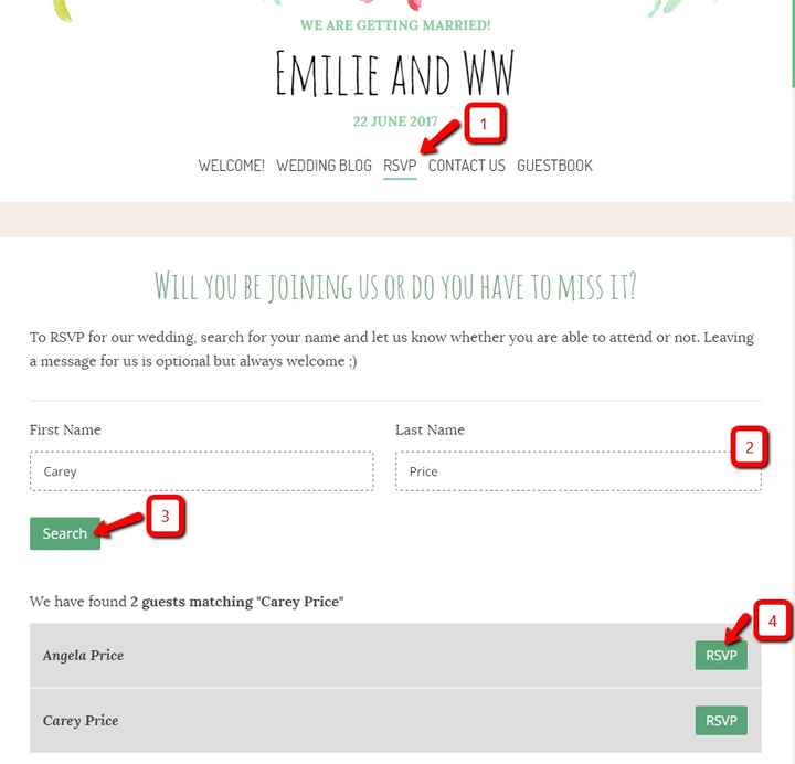 Have guests confirm attendance on your website