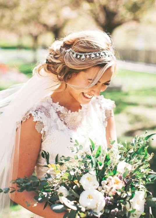 Sparkly Headband with Veil UpDo