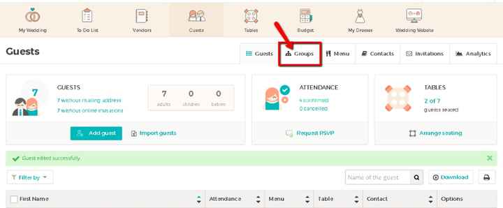 Select the tab Groups