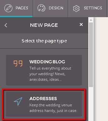 Select "Addresses" for the Page Type
