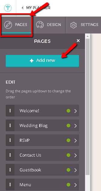Click on "Pages" and "Add New"