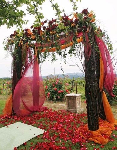 Ceremony Arch in Burgundy Orange