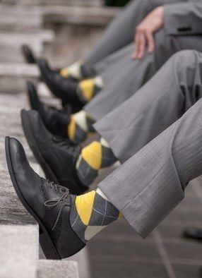 Yellow Grey Groomsmen Socks