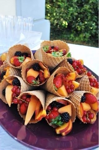 Wedding Fruit in Ice cream cone