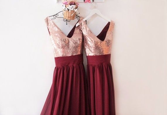 Burgundy Sequin Bridesmaids