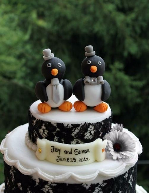 Penguins Grooms Cake Topper