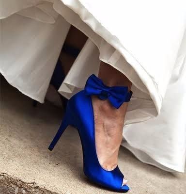 Blue Bow Wedding Shoes