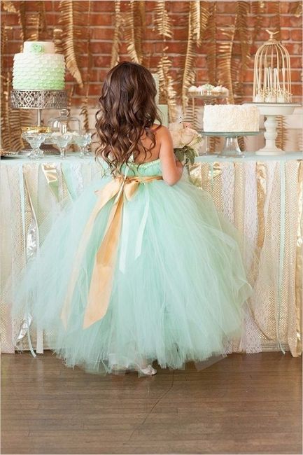 Mint and gold flower girl