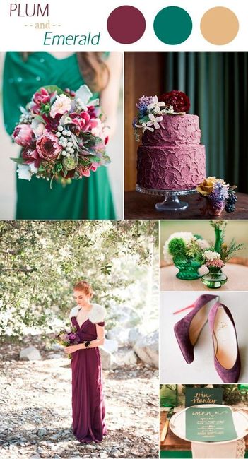 Plum, emerald and gold