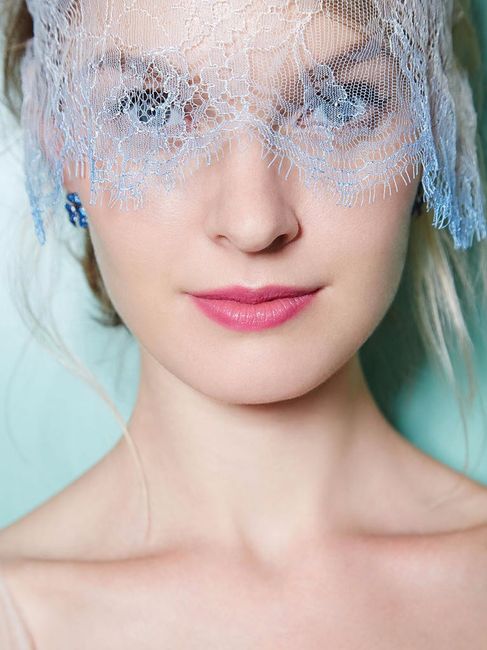 Blue birdcage veil