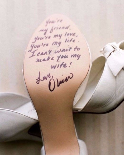 Write each other a note on your wedding shoes