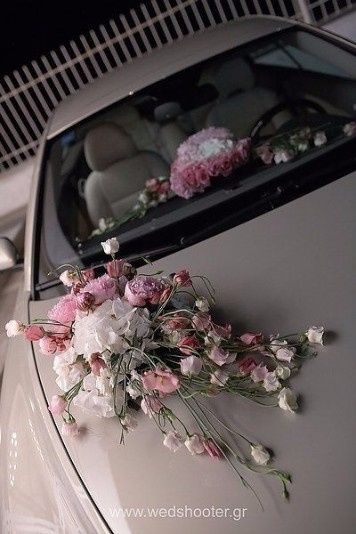 Pink wedding car