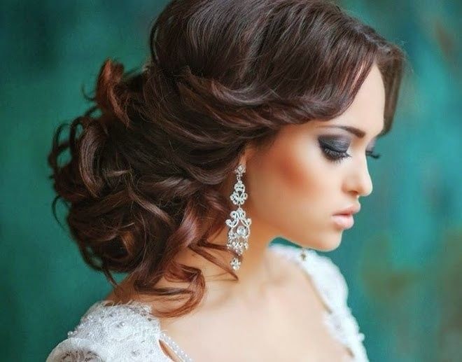 Loose updo with long earrings