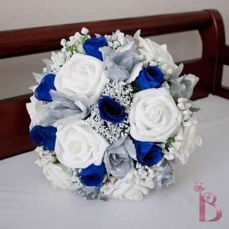 Blue and silver wedding bouquet 