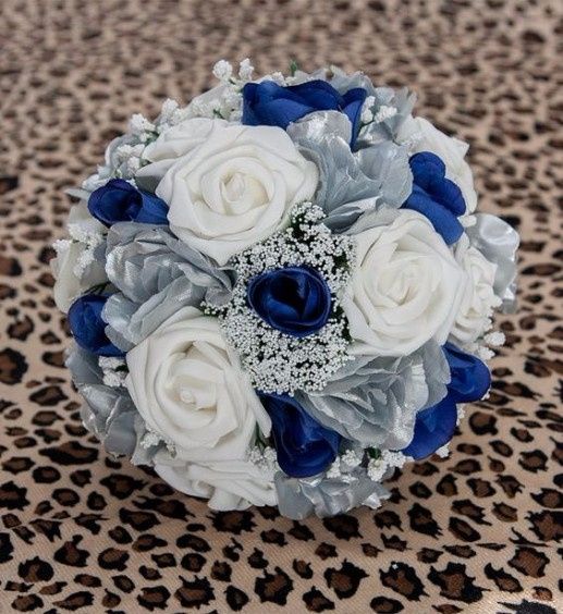 Blue and silver wedding bouquet 