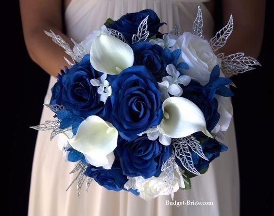 Blue and silver wedding bouquet 