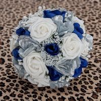 Blue and silver wedding bouquet 