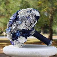 Blue and silver wedding bouquet 