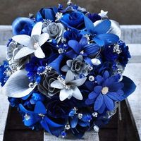Blue and silver wedding bouquet 