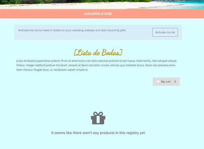 Registry on wedding website - Lista Boda 1